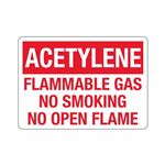 Acetylene Flammable Gas No Smoking No Open Flame Sign